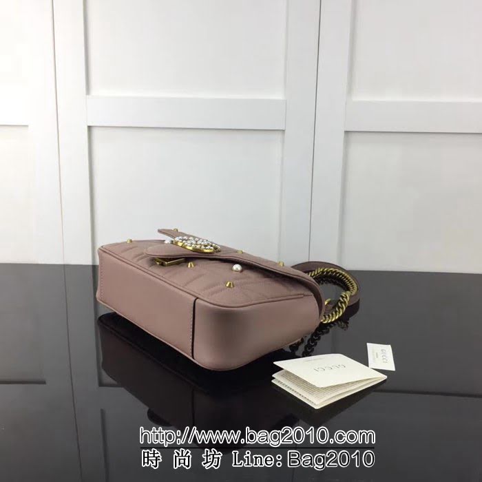 GUCCI古馳原單 新款專櫃品質原單貨實物實拍443497珍珠奶茶鏈條單肩斜挎包 HY1214